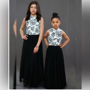 Speechless Girls Sleeveless Floral Maxi Dress w/ Fluted Tulle Hem, MSRP $88, 12